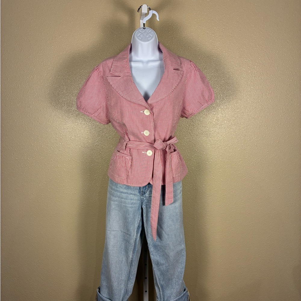 Pink Striped Blazer with Belt